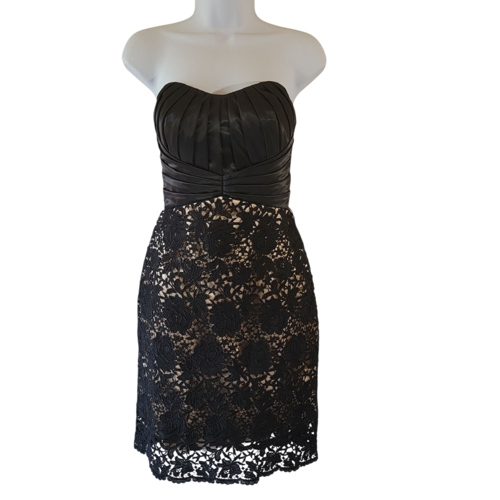 Evenings By Allure Black Nude Floral Lace Off Shoulder Dress Sz 4 Evening Prom